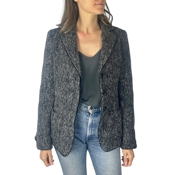 ARMANI COLLEZIONI TWEED SEQUIN BUTTON DOWN NOTCH COLLAR BLAZER JACKET - Picture 3 of 15